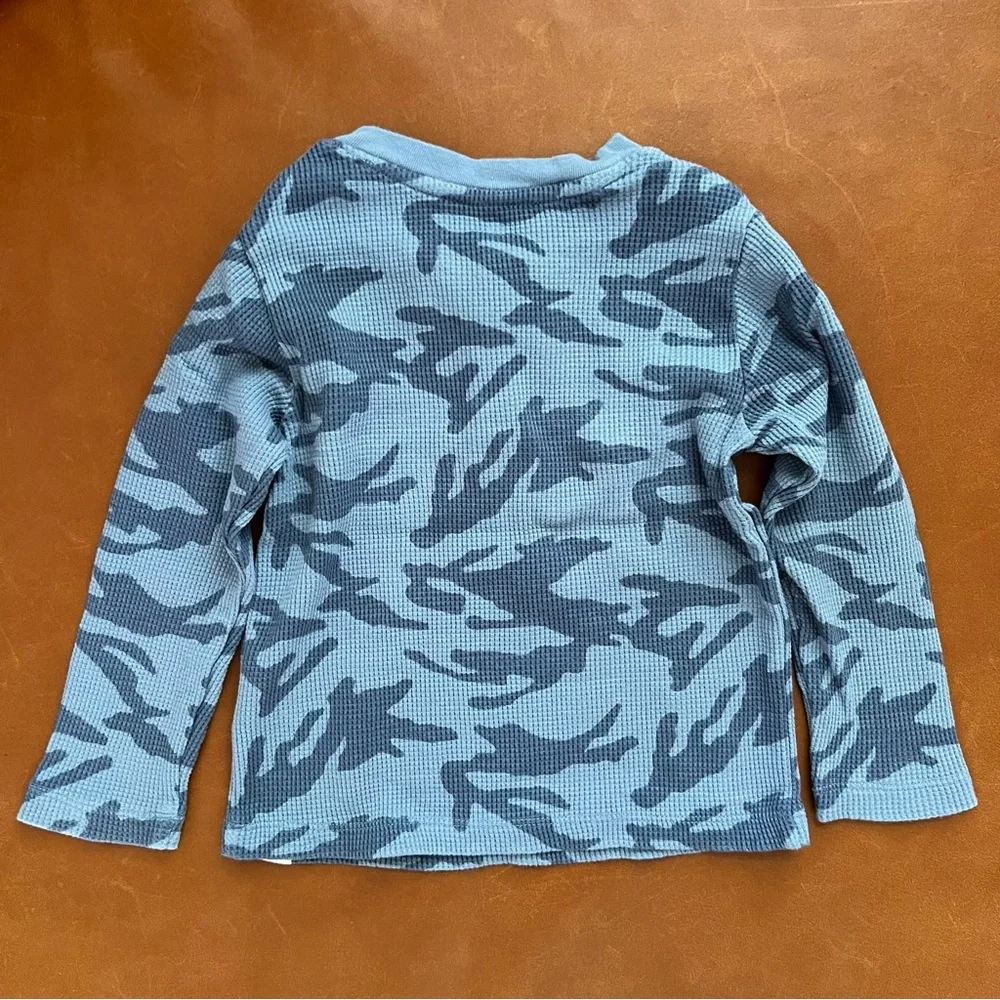 GAP Baby Blue Camouflage Thermal Cotton Henley, 3T
